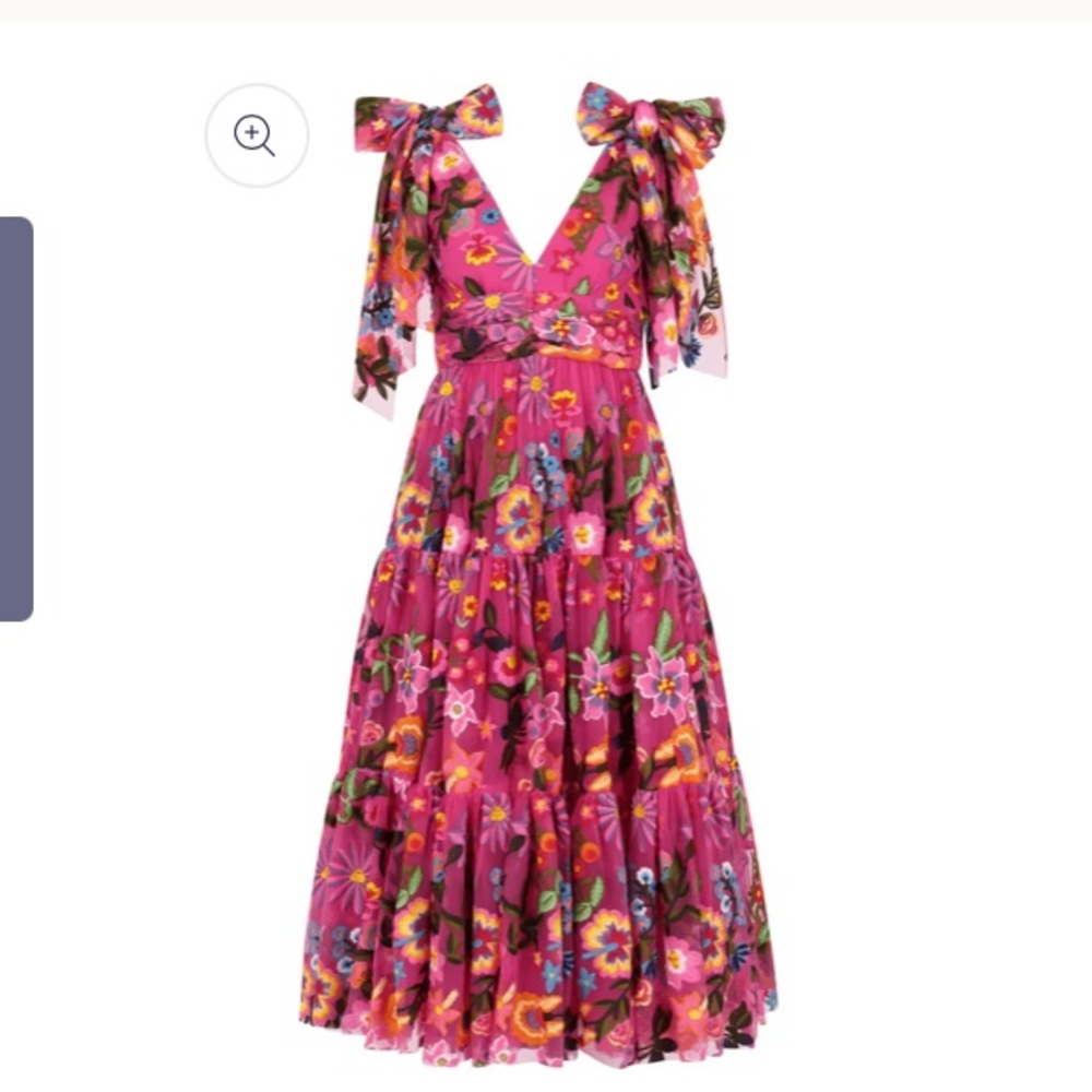 Jessakae Hibiscus dress floral embroidered tiered tie shoulder wedding guest